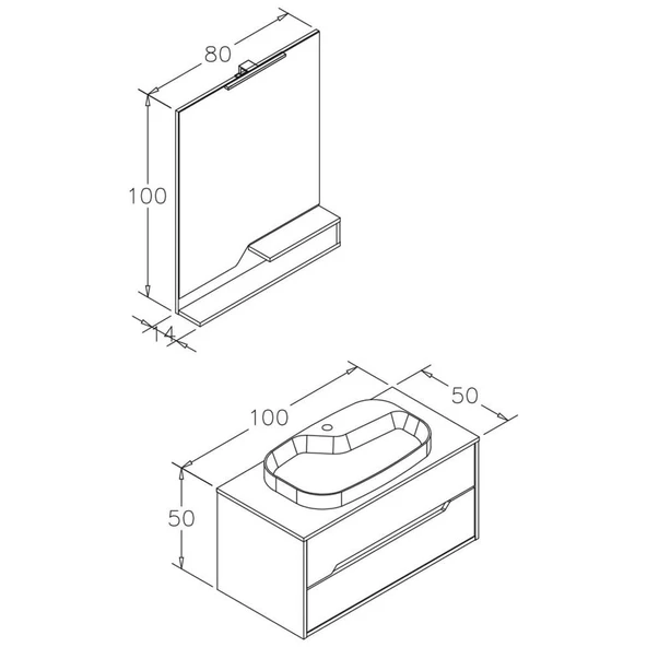 Orka Galia 100 cm Lidya Banyo Dolabı Takımı - 5