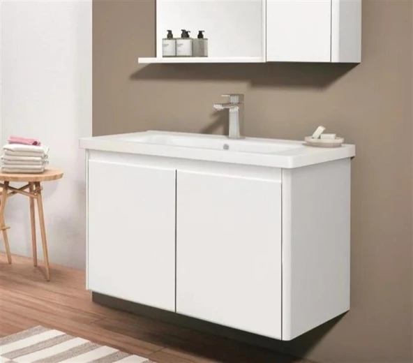 Orka Duden 80 cm Beyaz Kapaklı Banyo Dolabı Alt Modül ve Lavabo