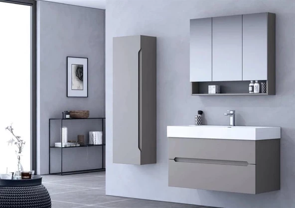 Orka Malta 100 cm Gri Banyo Dolabı Alt Modül ve Lavabo - Resim 2