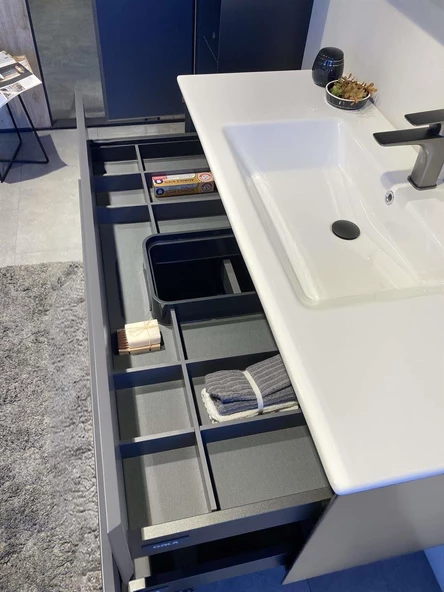 Orka Nest 121 cm Mat Gri Banyo Dolabı Alt Modül ve Lavabo - 3