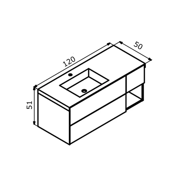 Orka Milano 120 cm Yeşil Banyo Dolabı Alt Modül ve Lavabo - Resim 2