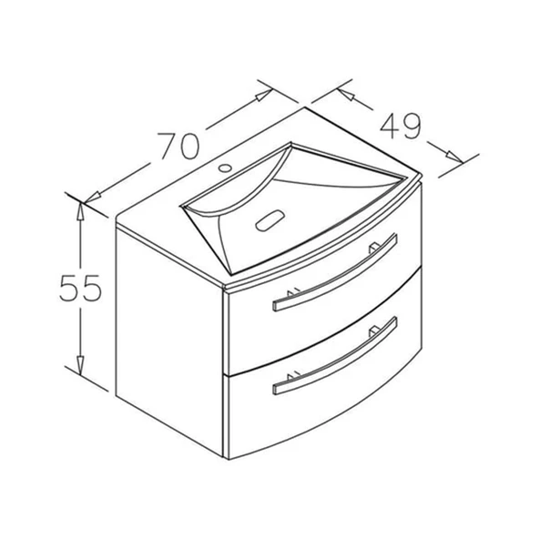Orka Urla 70 cm Antrasit Banyo Dolabı Alt Modül ve Lavabo - Resim 3