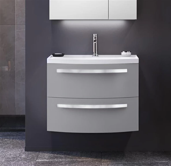 Orka Urla 70 cm Gri Banyo Dolabı Alt Modül ve Lavabo