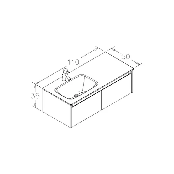 Orka Lisbon 110 cm Gri Banyo Dolabı Alt Modül ve Lavabo - Resim 4