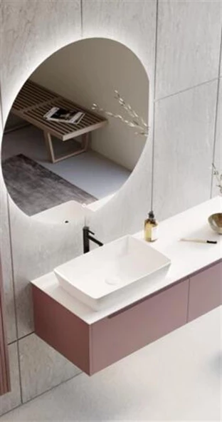 Orka Biella 120 cm Mat Pudra Banyo Dolabı Alt Modül ve Lavabo - Resim 2