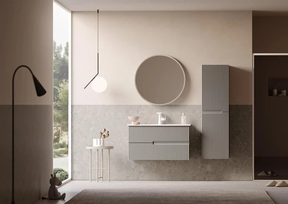 Orka Moonlight 90 cm Vizon Banyo Dolabı Alt Modül ve Lavabo - 5