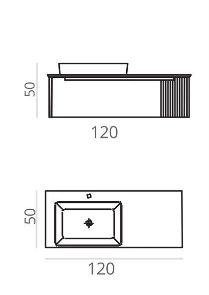 Orka Biella 120 cm Mat Pudra Banyo Dolabı Alt Modül ve Lavabo - Resim 3