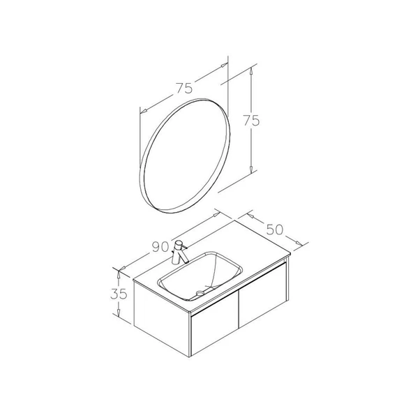 Orka Lisbon 90 cm Mat Beyaz Banyo Dolabı Takımı - Resim 3