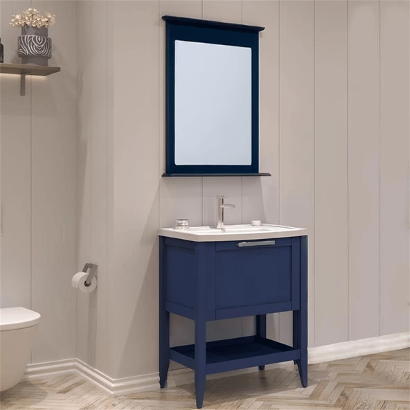 Orka Bastle 65 cm Lacivert Banyo Dolabı Alt Modül ve Lavabo - Resim 2