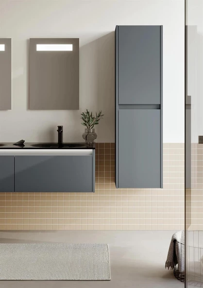 Orka Lisbon 130 cm Mat Antrasit Banyo Dolabı Takımı - Resim 5