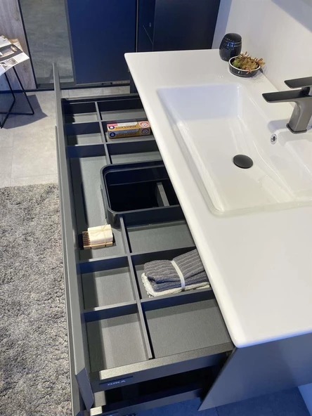 Orka Nest 121 cm Mat Antrasit Banyo Dolabı Alt Modül ve Lavabo - Resim 3