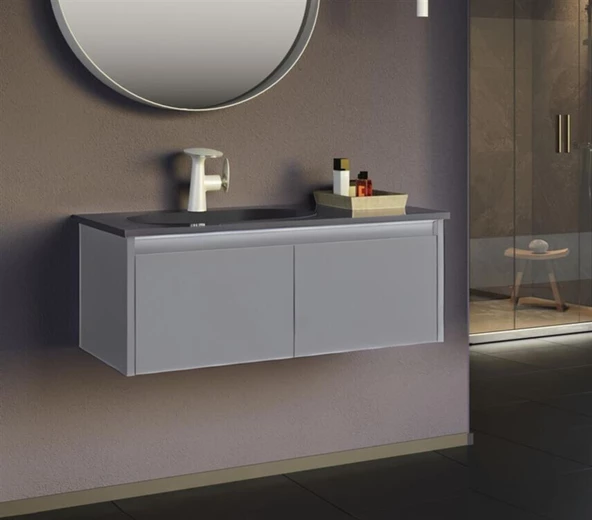 Orka Lisbon 90 cm Gri Banyo Dolabı Alt Modül ve Lavabo ürün görseli