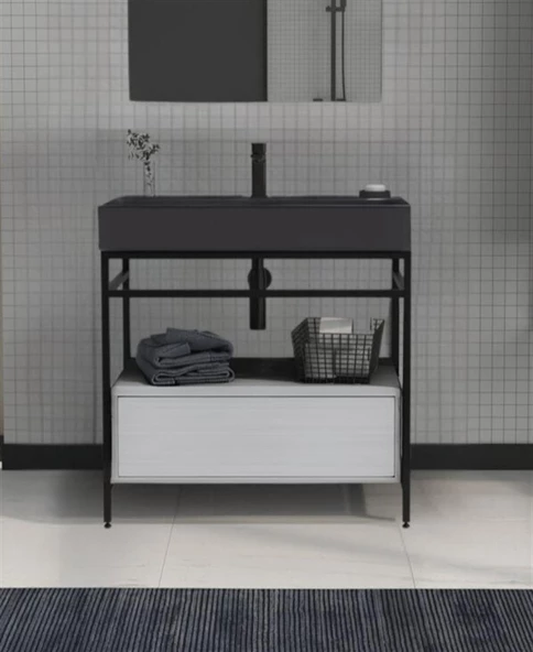 Orka Vegas 60 cm Beyaz Banyo Dolabı Alt Modül ve Lavabo ürün görseli