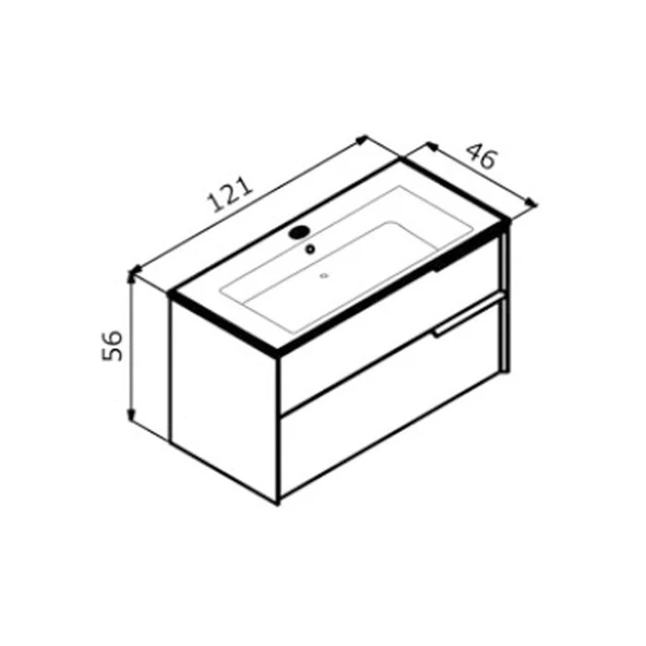Orka Novento 120 cm Cordoba Banyo Dolabı Alt Modül ve Lavabo - Resim 4