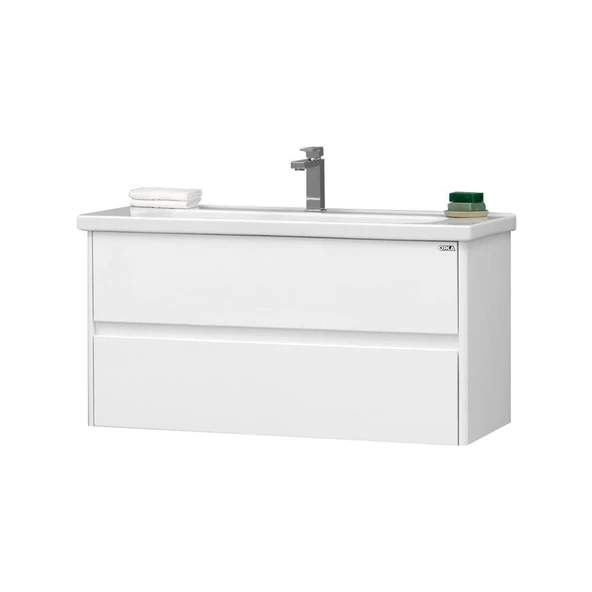 Orka Duden 100 cm Beyaz Banyo Dolabı Alt Modül ve Lavabo - 2