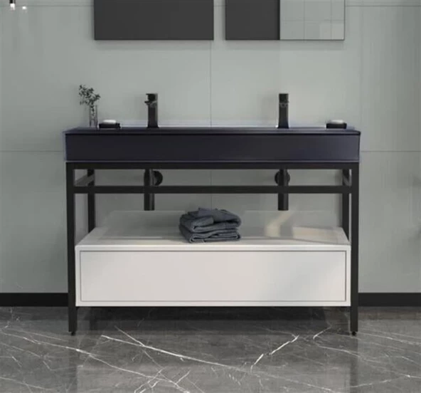 Orka Vegas 120 cm  Beyaz Banyo Dolabı Alt Modül ve Lavabo ürün görseli