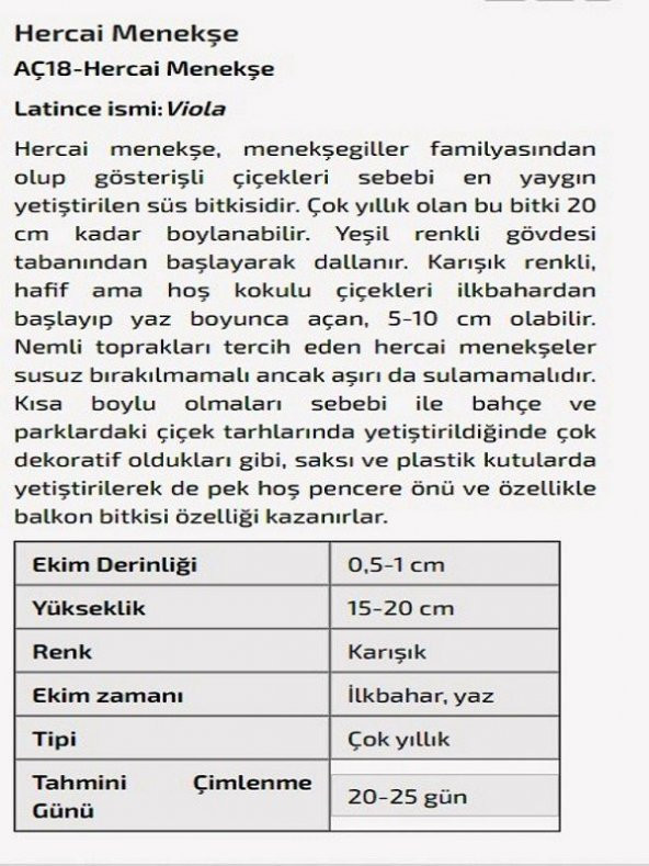 Hercai Menekşe Çiçeği Tohumu - 2