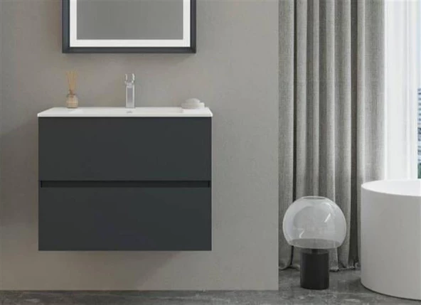 Orka Nest 71 cm Mat Antrasit Banyo Dolabı Alt Modül ve Lavabo