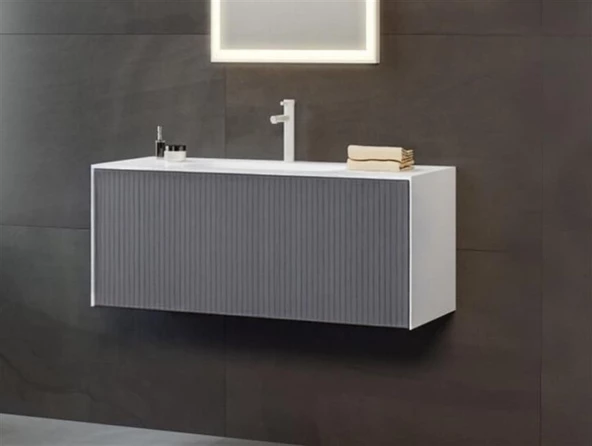 Orka Cube 80 cm Antrasit Banyo Dolabı Alt Modül ve Lavabo