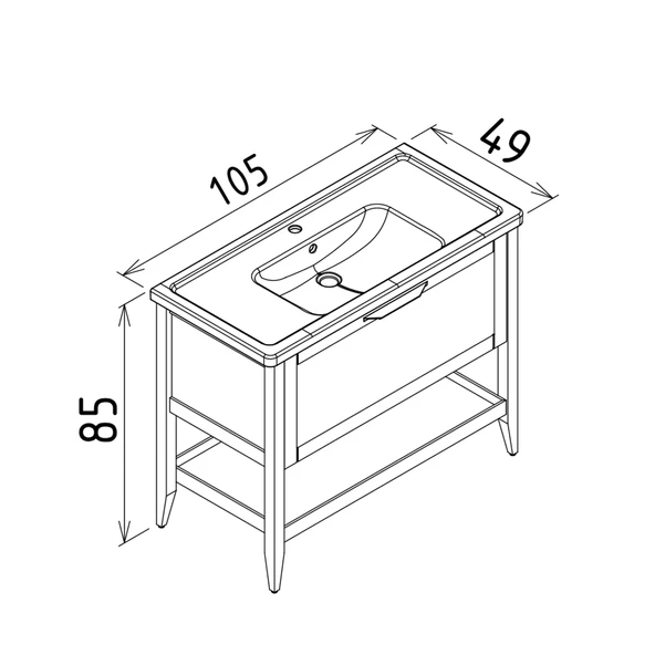 Orka Bastle 100 cm Beyaz Banyo Dolabı Alt Modül ve Lavabo - Resim 4