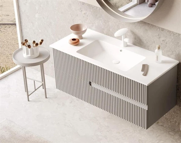 Orka Moonlight 90 cm Vizon Banyo Dolabı Alt Modül ve Lavabo - 2