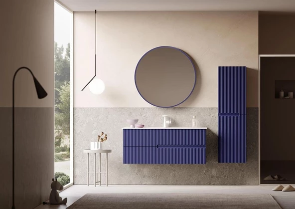Orka Moonlight 90 cm Lacivert Banyo Dolabı Alt Modül ve Lavabo - Resim 2