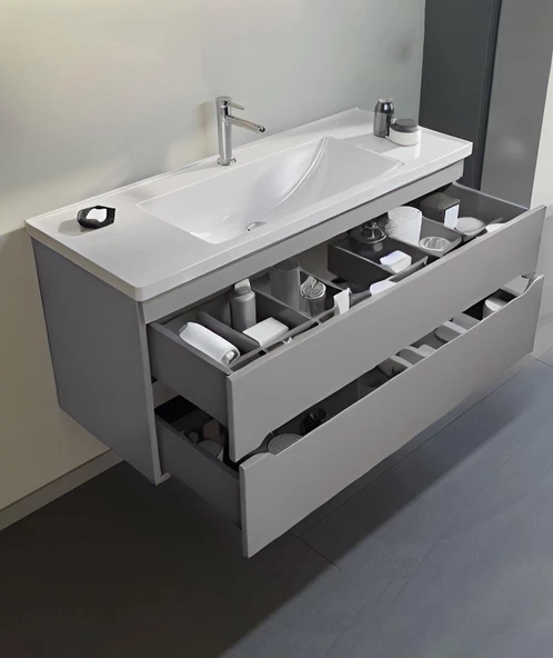 Orka Varna 120 cm Gri Banyo Dolabı Alt Modül ve Lavabo - 2