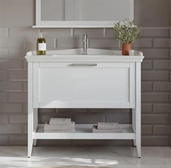 Orka Bastle 80 cm Beyaz Banyo Dolabı Alt Modül ve Lavabo