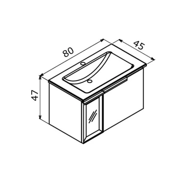Orka Pure 80 cm Antrasit Banyo Dolabı Alt Modül ve Lavabo - 4