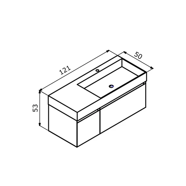 Orka Lusso 120 cm Beyaz Banyo Dolabı Alt Modül ve Lavabo - Resim 3