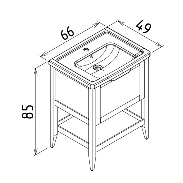 Orka Bastle 65 cm Lacivert Banyo Dolabı Alt Modül ve Lavabo - Resim 3