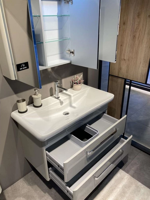 Orka Rose 95 cm Kaşmir Banyo Dolabı Alt Modül ve Lavabo - 2