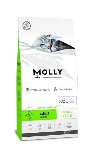 Molly Light Sterilised Somonlu Kısırlaştırılmış Yetişkin Kedi Maması 15 KG