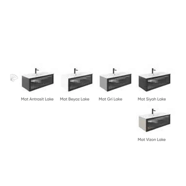 Orka Urban 120 cm Siyah Füme Banyo Dolabı Alt Modül ve Lavabo - Resim 3