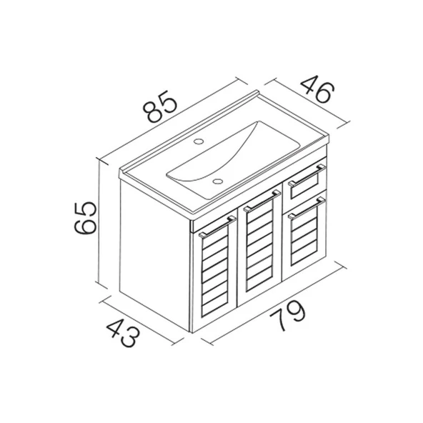 Orka Perge 85 cm Beyaz Lake Banyo Dolabı Alt Modül ve Lavabo - 6