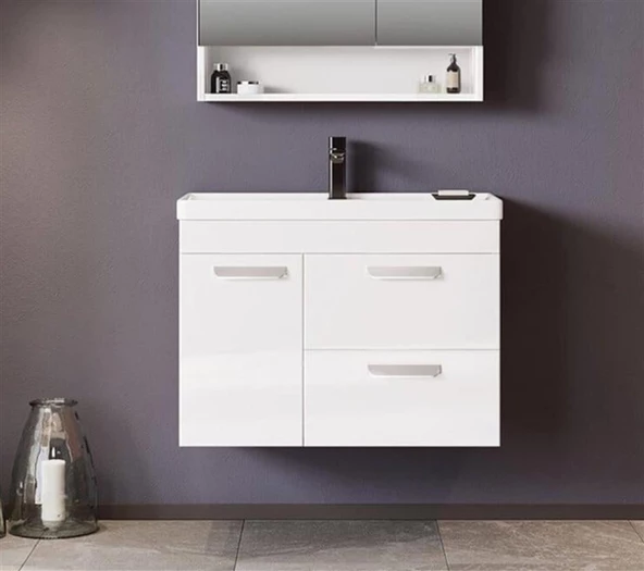 Orka Nova 80 cm Beyaz Banyo Dolabı Alt Modül ve Lavabo