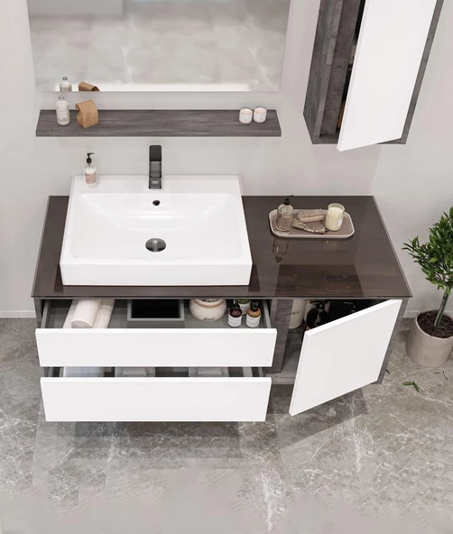 Orka Verona 120 cm İrony Banyo Dolabı Alt Modül ve Lavabo