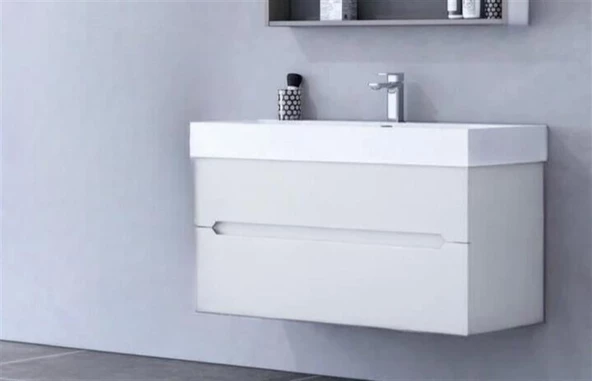 Orka Malta 100 cm Beyaz Banyo Dolabı Alt Modül ve Lavabo
