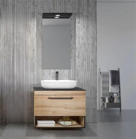Orka Knidos 90 cm Legnona Ledli Ayna Banyo Dolabı Takımı