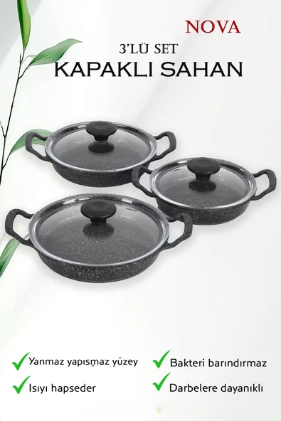 Cook kitchen Nova 3'lü Kapaklı Sahan Seti - 2
