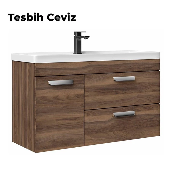 Orka Nova 100 cm Ceviz Banyo Dolabı Alt Modül ve Lavabo - Resim 3