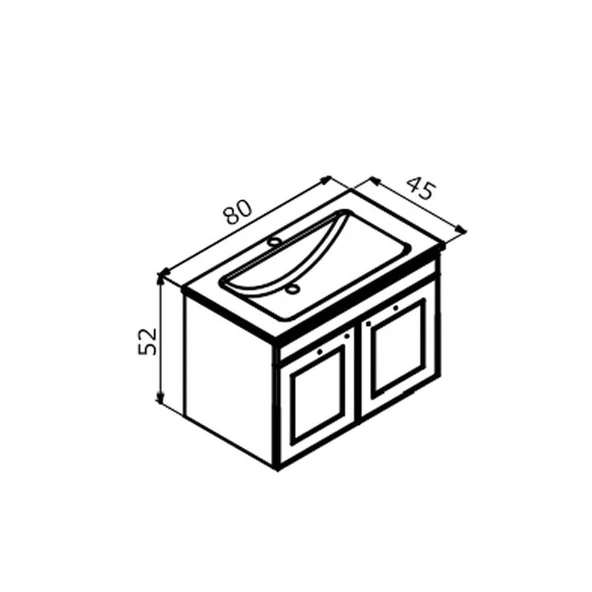 Orka Limpo 80 cm Antrasit Kapaklı Dolabı Alt Modül ve Lavabo - 4