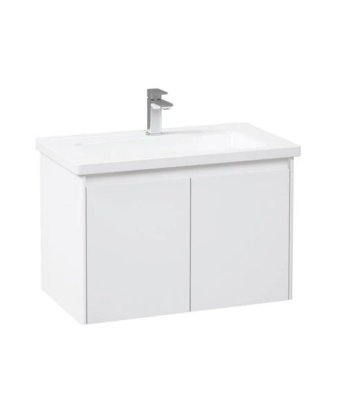 Orka Duden 60 cm Beyaz Kapaklı Banyo Dolabı Alt Modül ve Lavabo - Resim 2