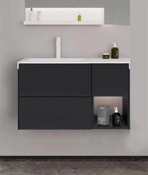 Orka Milano 100 cm Antrasit Banyo Dolabı Alt Modül ve Lavabo ürün görseli