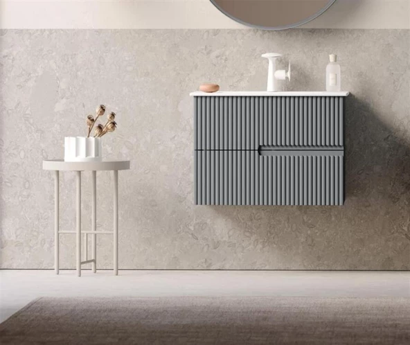 Orka Moonlight 70 cm Gri Banyo Dolabı Alt Modül ve Lavabo