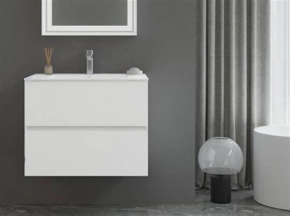 Orka Nest 71 cm Mat Beyaz Banyo Dolabı Alt Modül ve Lavabo