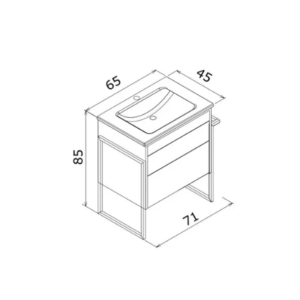 Orka Trio 65 cm Beyaz Havluluklu Banyo Dolabı Alt Modül ve Lavabo - Resim 2