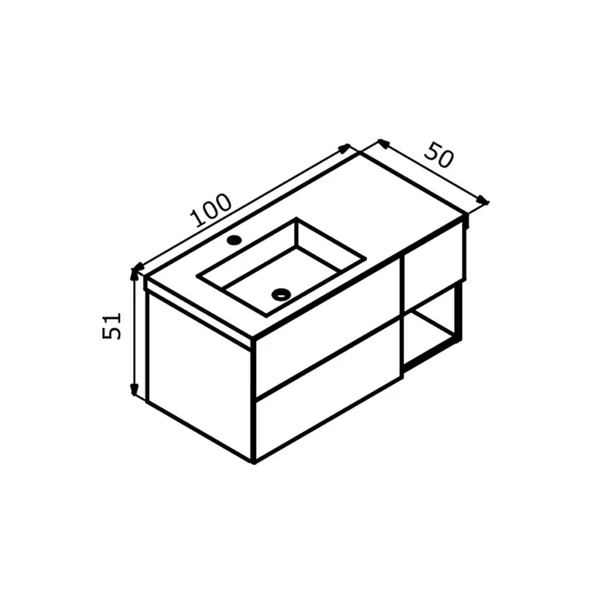 Orka Milano 100 cm Antrasit Banyo Dolabı Alt Modül ve Lavabo - Resim 3