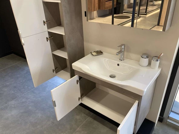 Orka Luna 65 cm Gri Banyo Dolabı Alt Modül ve Lavabo - Resim 3