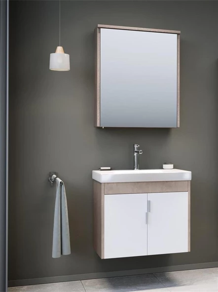 Orka Luna 65 cm Gri Banyo Dolabı Alt Modül ve Lavabo - Resim 5